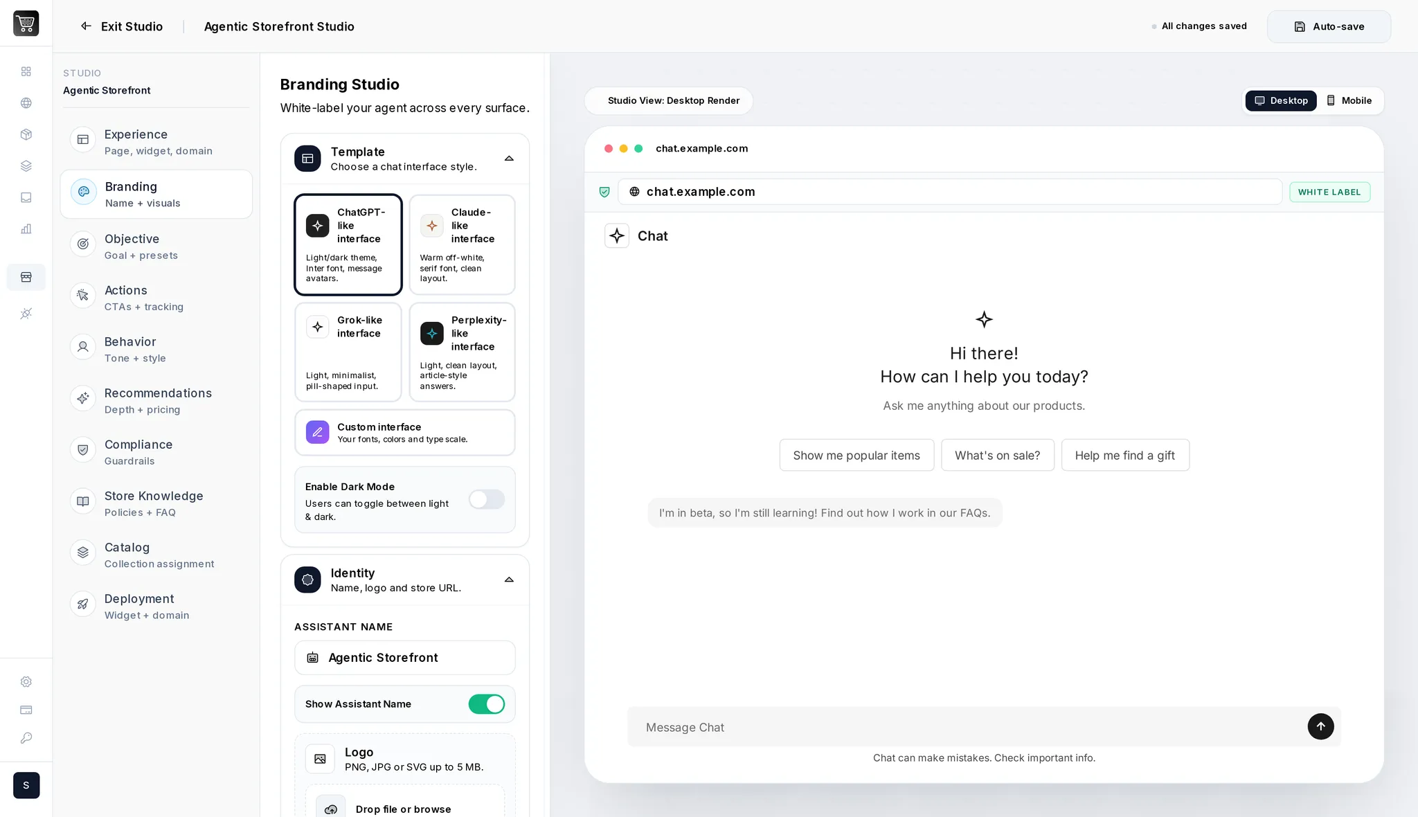 Actual AgenticCart product screenshot